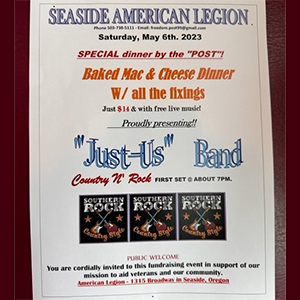 Live music poster for Seaside American Legion