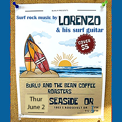 Live music poster for Lorenzo at Burly & the Bean